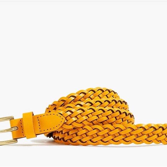 J Crew Skinny Braided Leather Belt in White/Sweet Marigold, size S/M, Set of 2 - Picture 2 of 3